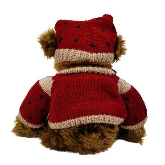 Kurt Adler Teddy Bear Stuffed Animal Plush 20" Christmas Sweater Hat Large Rare - Picture 2 of 8